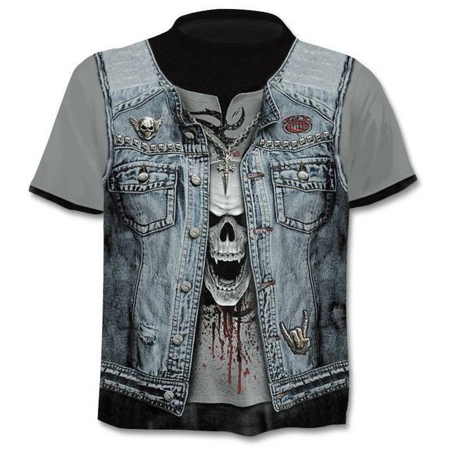 New Mens Skull T shirts Brand punk  style finger skull 3Dt- shirts Men Tops Hip hop 3d print skull punisher T-shirt dropshipping