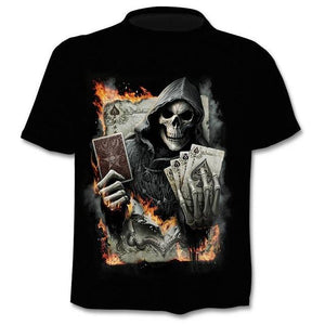 New Mens Skull T shirts Brand punk  style finger skull 3Dt- shirts Men Tops Hip hop 3d print skull punisher T-shirt dropshipping