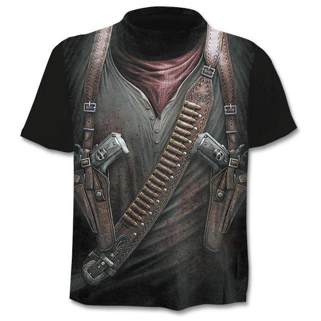 New Mens Skull T shirts Brand punk  style finger skull 3Dt- shirts Men Tops Hip hop 3d print skull punisher T-shirt dropshipping