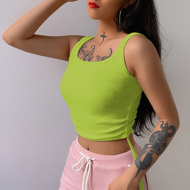 Sexy O-Neck Long Sleeve Bodycon Cropped Tops Autumn 2020 Women Irregular Drawstring Bandage Knitted Solid T-Shirt