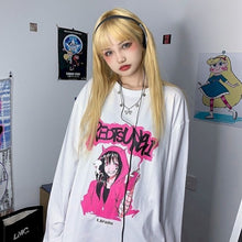 NiceMix Cartoon Horror Graphic T-shirt Women Character Print Loose Punk Japanese T Shirts Pullover Top Harajuku Street Tees