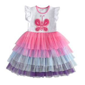 DXTON Girls Clothes 2020 New Summer Princess Dresses Flying Sleeve Kids Dress Unicorn Party Girls Dresses Children Clothing 3-8Y