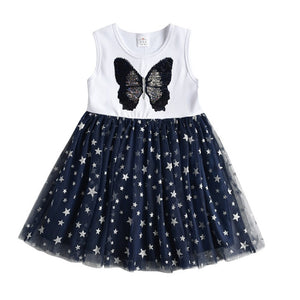 DXTON Girls Clothes 2020 New Summer Princess Dresses Flying Sleeve Kids Dress Unicorn Party Girls Dresses Children Clothing 3-8Y