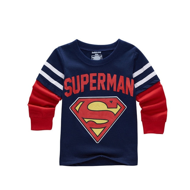 Spring Long Sleeve T Shirts Children Batman Superman Movies Printing Boys Clothes T-Shirts Girls Boys Kids Baby Children's Cloth