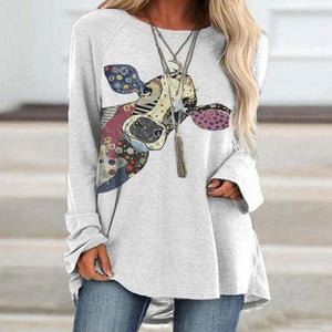 Fashion Animal Cat Print Women Tee Shirt Autumn Casual Long Sleeve Loose T-Shirt 2020 Ladies New V Neck Tops Pullover Streetwear