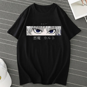 Hunter X Hunter Anime Mens T Shirt Tops Tees Killua Zoldyck Devil Eye Teeshirt Tops Short Sleeve Casual Men Tshirt Clothes Male