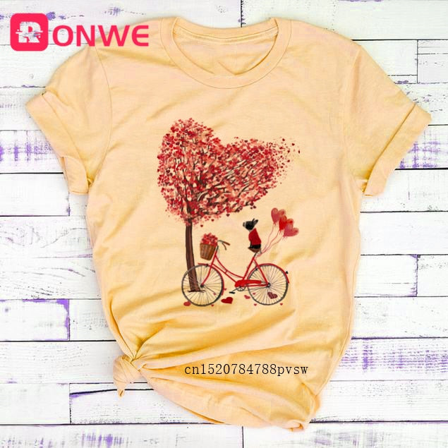 Women Bicycle Vogue Black T Shirt Girl Harajuku Korean Style Graphic Tops 2020 Kawaii Female T-shirt,Drop Ship