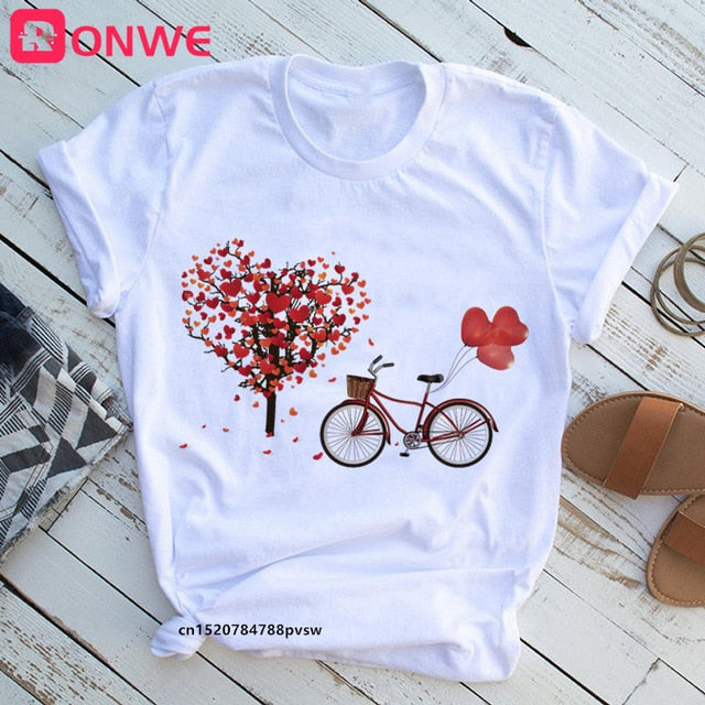 Women Bicycle Vogue Black T Shirt Girl Harajuku Korean Style Graphic Tops 2020 Kawaii Female T-shirt,Drop Ship