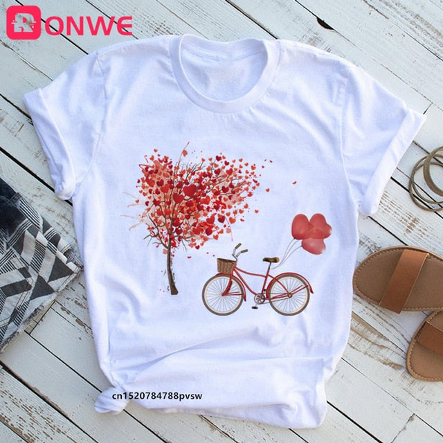 Women Bicycle Vogue Black T Shirt Girl Harajuku Korean Style Graphic Tops 2020 Kawaii Female T-shirt,Drop Ship