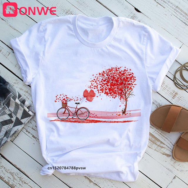 Women Bicycle Vogue Black T Shirt Girl Harajuku Korean Style Graphic Tops 2020 Kawaii Female T-shirt,Drop Ship