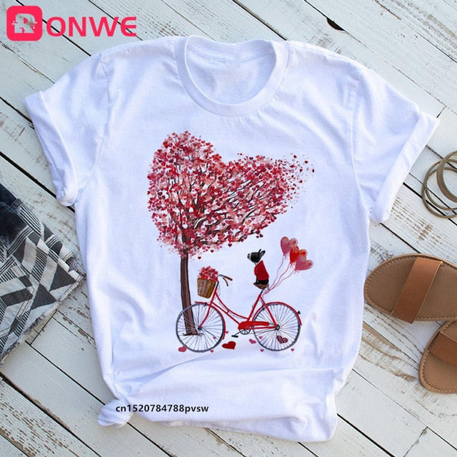 Women Bicycle Vogue Black T Shirt Girl Harajuku Korean Style Graphic Tops 2020 Kawaii Female T-shirt,Drop Ship