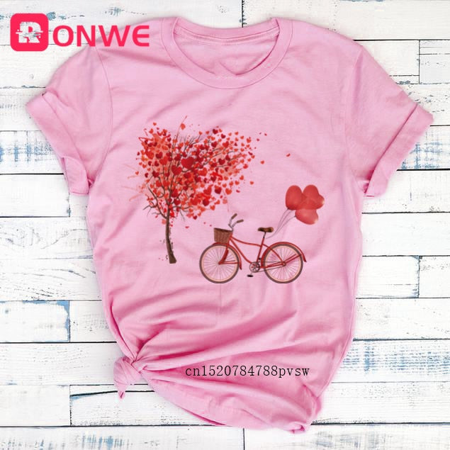 Women Bicycle Vogue Black T Shirt Girl Harajuku Korean Style Graphic Tops 2020 Kawaii Female T-shirt,Drop Ship