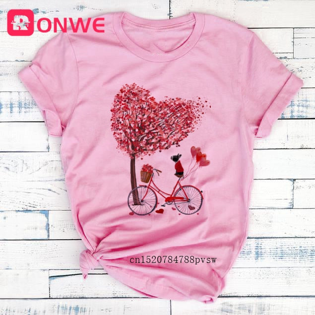 Women Bicycle Vogue Black T Shirt Girl Harajuku Korean Style Graphic Tops 2020 Kawaii Female T-shirt,Drop Ship
