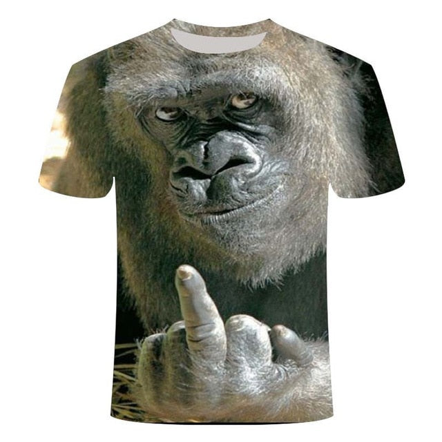 T-shirts 3D Men 2020 Summer Printed Animal Monkey T-shirt Short Sleeve Funny Design Casual Tops Tees Male T-shirt  Size XXS-6XL