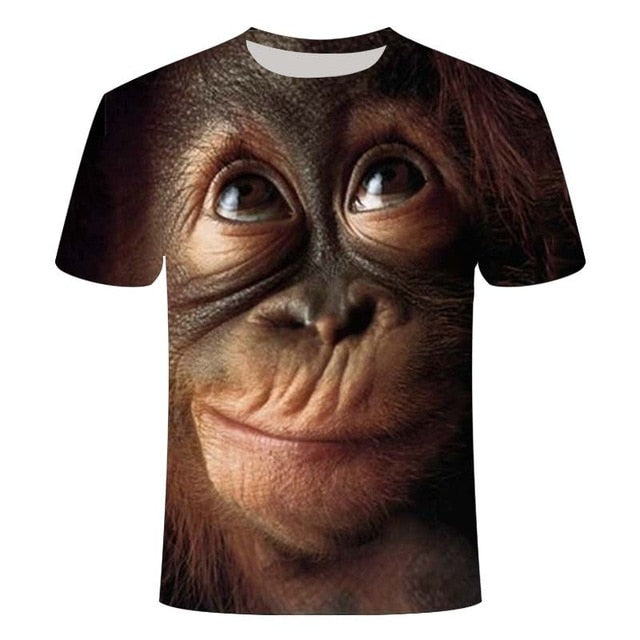 T-shirts 3D Men 2020 Summer Printed Animal Monkey T-shirt Short Sleeve Funny Design Casual Tops Tees Male T-shirt  Size XXS-6XL