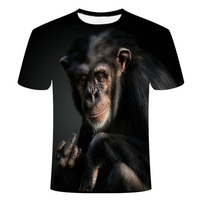 T-shirts 3D Men 2020 Summer Printed Animal Monkey T-shirt Short Sleeve Funny Design Casual Tops Tees Male T-shirt  Size XXS-6XL