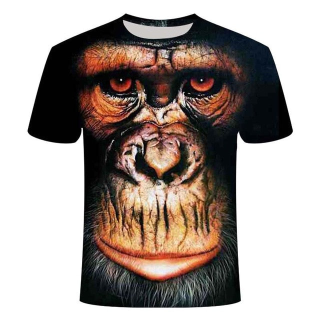 T-shirts 3D Men 2020 Summer Printed Animal Monkey T-shirt Short Sleeve Funny Design Casual Tops Tees Male T-shirt  Size XXS-6XL