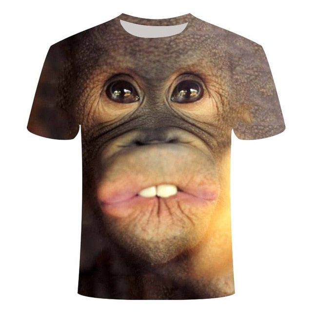 T-shirts 3D Men 2020 Summer Printed Animal Monkey T-shirt Short Sleeve Funny Design Casual Tops Tees Male T-shirt  Size XXS-6XL