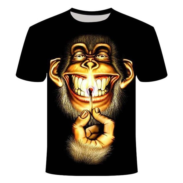 T-shirts 3D Men 2020 Summer Printed Animal Monkey T-shirt Short Sleeve Funny Design Casual Tops Tees Male T-shirt  Size XXS-6XL