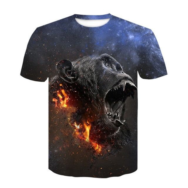 T-shirts 3D Men 2020 Summer Printed Animal Monkey T-shirt Short Sleeve Funny Design Casual Tops Tees Male T-shirt  Size XXS-6XL