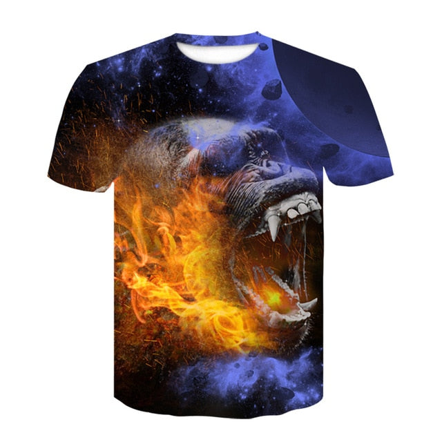 T-shirts 3D Men 2020 Summer Printed Animal Monkey T-shirt Short Sleeve Funny Design Casual Tops Tees Male T-shirt  Size XXS-6XL