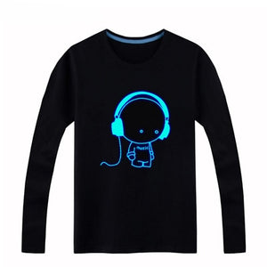 Brand New Luminous Long Sleeve T-Shirt For Boys T Shirt Christmas Teen Girl Tops 3-15 years Teenage Toddler Boy Tshirts