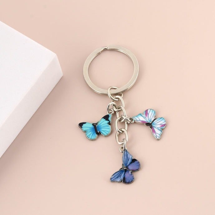 New Colorful Enamel Butterfly Keychain Insects Car Key Women Bag Accessories Jewelry Gifts