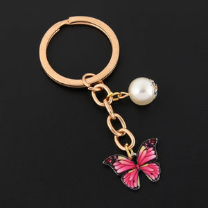 New Colorful Enamel Butterfly Keychain Insects Car Key Women Bag Accessories Jewelry Gifts