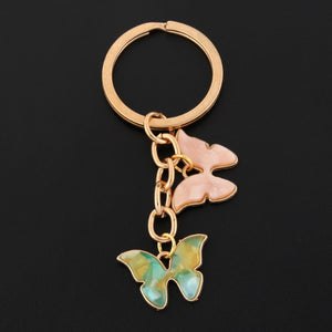 New Colorful Enamel Butterfly Keychain Insects Car Key Women Bag Accessories Jewelry Gifts