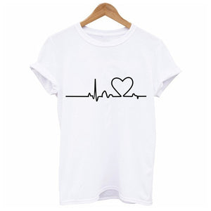 Harajuku Heart Print T Shirt Women Short Sleeve O Neck Loose Tshirt 2020 Summer Tee Tops Short Sleeve Female Camisetas Mujer