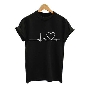 Harajuku Heart Print T Shirt Women Short Sleeve O Neck Loose Tshirt 2020 Summer Tee Tops Short Sleeve Female Camisetas Mujer