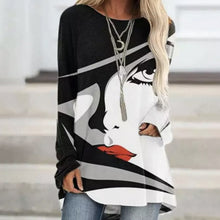 Fashion Animal Cat Print Women Tee Shirt Autumn Casual Long Sleeve Loose T-Shirt 2020 Ladies New V Neck Tops Pullover Streetwear