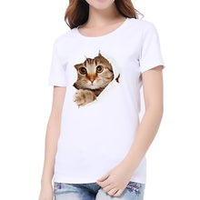 Harajuku Women T-Shirt 3D cat Print Casual tee Summer Short sleeve Round neck Cheap Clothes China Top Mode Femme qy*