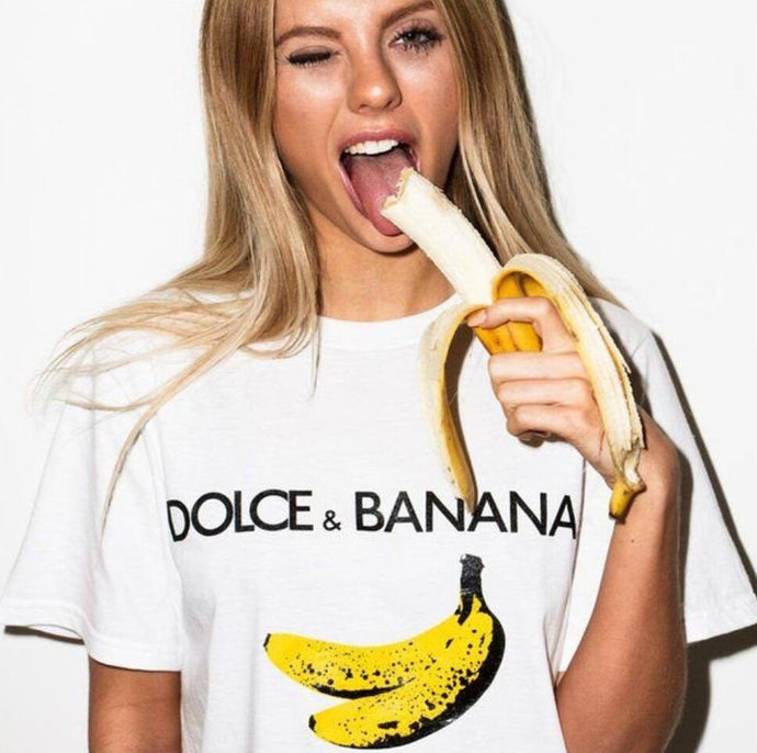 Funny T Shirt Dolce&banana Printed Women Short Sleeve Harajuku Ulzzang Tumblr T Shirt Fashion Fruit Style Cute Tops Graphic Tee