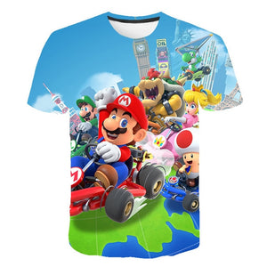 Classic Cartoon Mario 3D T-shirt New Harajuku style Classic Game Mario Bros kids clothes Mario Boys Clothes Street T-shirt