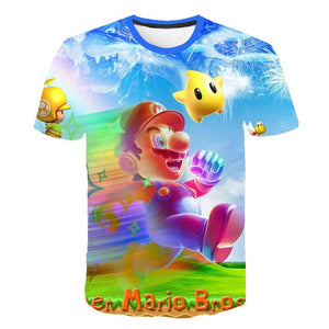 Classic Cartoon Mario 3D T-shirt New Harajuku style Classic Game Mario Bros kids clothes Mario Boys Clothes Street T-shirt