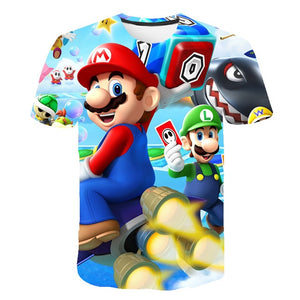 Classic Cartoon Mario 3D T-shirt New Harajuku style Classic Game Mario Bros kids clothes Mario Boys Clothes Street T-shirt