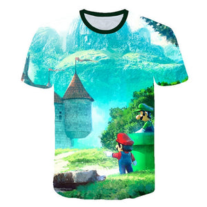 Classic Cartoon Mario 3D T-shirt New Harajuku style Classic Game Mario Bros kids clothes Mario Boys Clothes Street T-shirt