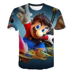 Classic Cartoon Mario 3D T-shirt New Harajuku style Classic Game Mario Bros kids clothes Mario Boys Clothes Street T-shirt