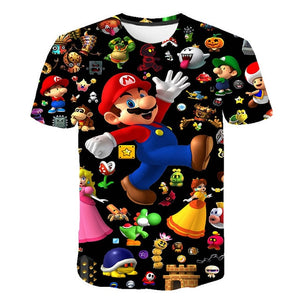 Classic Cartoon Mario 3D T-shirt New Harajuku style Classic Game Mario Bros kids clothes Mario Boys Clothes Street T-shirt