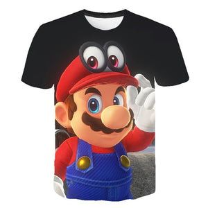 Classic Cartoon Mario 3D T-shirt New Harajuku style Classic Game Mario Bros kids clothes Mario Boys Clothes Street T-shirt