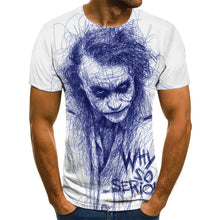 Horror clown men's T-shirt funny clown face tops 3D printed Cool fashion short-sleeved shirt Joker Clothes streetwear