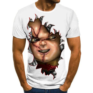 Horror clown men's T-shirt funny clown face tops 3D printed Cool fashion short-sleeved shirt Joker Clothes streetwear