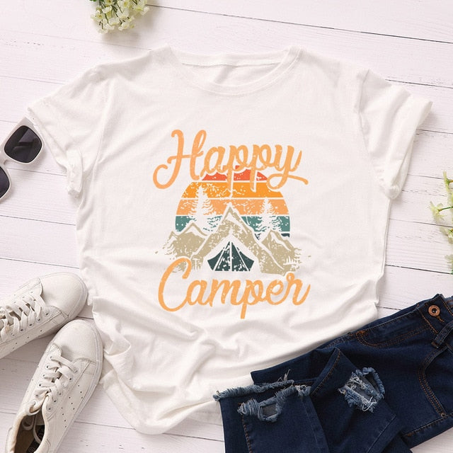 Plus Size Women's Tops T Shirt Creative Golden Mountain Peak Women T-shirt Graphic Funny Print Cotton Tshirt Summer Top Tees