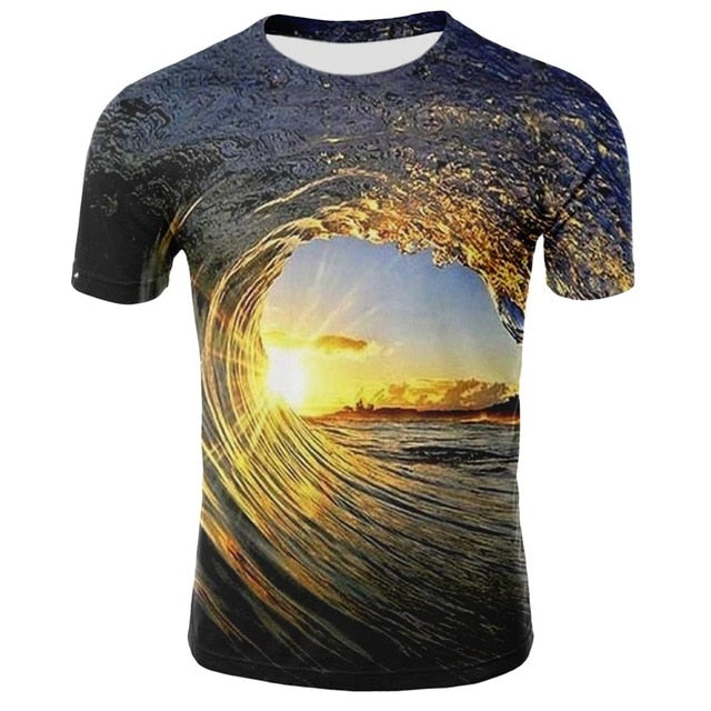 Summer 2020 new suit fake two-piece T-shirt men's summer 3D printing casual 3D T-shirt tops T-shirt