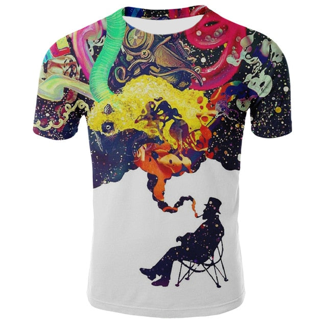 Summer 2020 new suit fake two-piece T-shirt men's summer 3D printing casual 3D T-shirt tops T-shirt