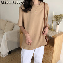 Alien Kitty 2020 New Summer T Shirt Women Soft Free Loose Hot Sale Solid Fresh Casual Natural Short Basic Shirts 4 Colors