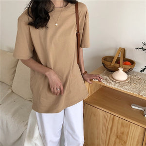 Alien Kitty 2020 New Summer T Shirt Women Soft Free Loose Hot Sale Solid Fresh Casual Natural Short Basic Shirts 4 Colors