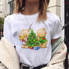 Maycaur New Lovely Deer T Shirt Harajuku Women Fashion Christmas Printed Short Sleeve T-shirt White Suitable All Seasons Tshirts