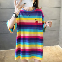 harajuku Women Striped Oversize Tshirt Chic Fashion 90s full Sleeve Loose T-shirts Female Casual Tops Clothes Streetwear T shirt